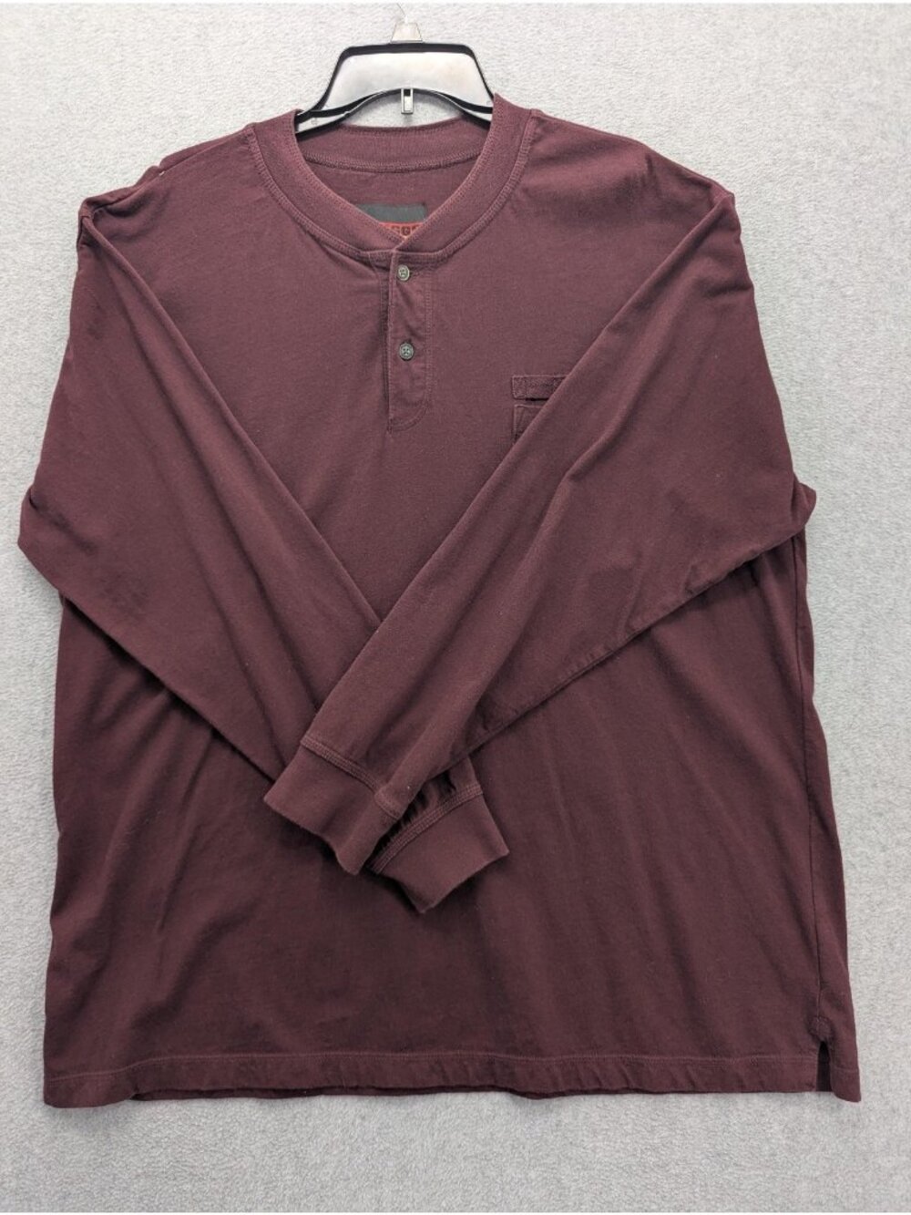 Riggs Workwear Henley Shirt Mens XL Red Long Sleeve Pocket Cotton Jersey R Logo